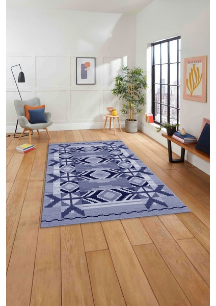 Etnik Modern Dijital Baskı Yıkanabilir Kaymaz Yolluk Mutfak Salon Halısı, Etnik-27-Lacivert, modelleri