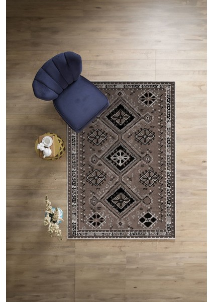 Etnik Geleneksel Desen Görünümlü Yıkanabilir Kaymaz Yolluk Mutfak Salon Halısı, Etnik-24-Vizon, indirimleri