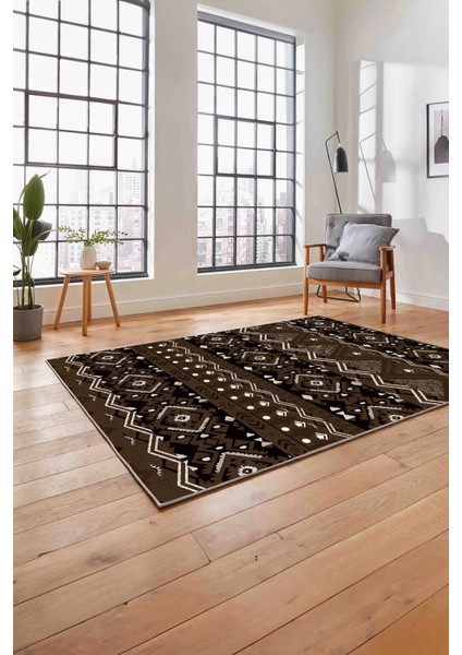 Baskılı Etnik Geometrik Modelli Yıkanabilir Kaymaz Yolluk Mutfak Salon Halısı, Etnik-37-Kahve, fiyatları