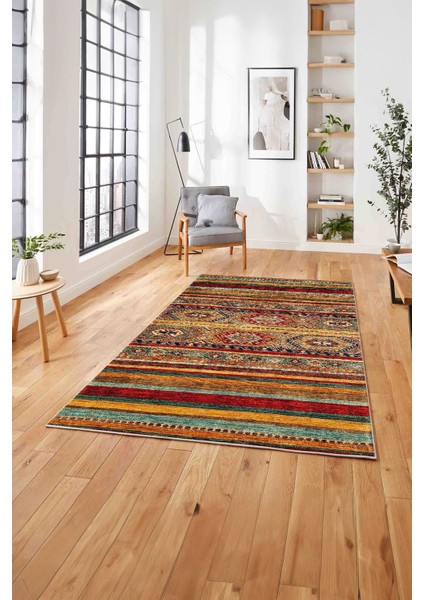 Baskılı Etnik Sade Desen Yıkanabilir Kaymaz Yolluk Mutfak Salon Halısı, Etnik-38-Renkli,