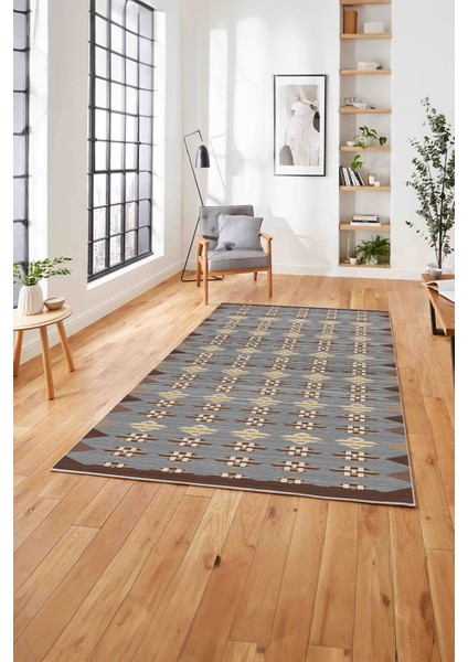 Etnik Model Dijital Baskılı Yıkanabilir Kaymaz Yolluk Mutfak Salon Halısı, Etnik-41-Sarı,