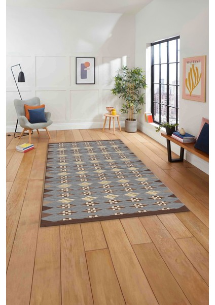 Etnik Model Dijital Baskılı Yıkanabilir Kaymaz Yolluk Mutfak Salon Halısı, Etnik-41-Sarı,