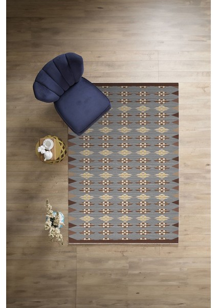 Etnik Model Dijital Baskılı Yıkanabilir Kaymaz Yolluk Mutfak Salon Halısı, Etnik-41-Sarı,