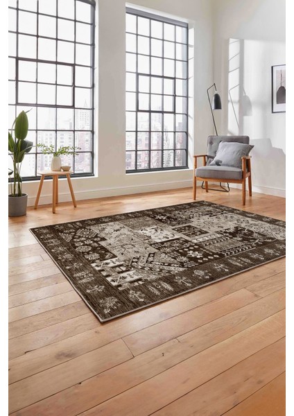 Baskılı Etnik Modern Desen Yıkanabilir Kaymaz Yolluk Mutfak Salon Halısı, Etnik-43-Kahve, fiyatları