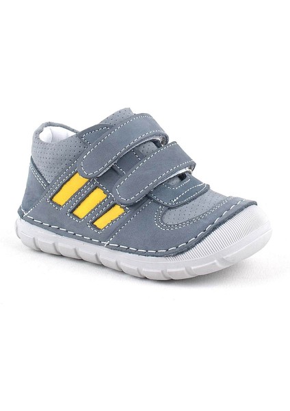 Grizzy Hakiki Deri Gri İlk Adım Unisex Bebek Ayakkabısı