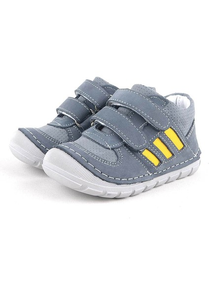 Grizzy Hakiki Deri Gri İlk Adım Unisex Bebek Ayakkabısı