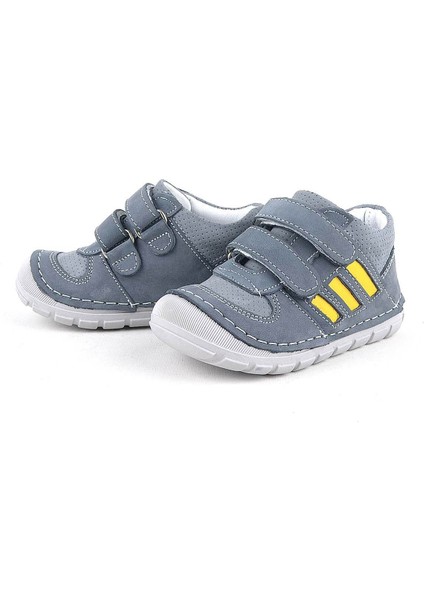 Grizzy Hakiki Deri Gri İlk Adım Unisex Bebek Ayakkabısı