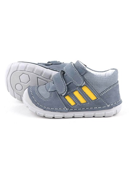 Grizzy Hakiki Deri Gri İlk Adım Unisex Bebek Ayakkabısı