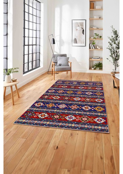Baskılı Etnik Geleneksel Klasik Yıkanabilir Kaymaz Yolluk Mutfak Salon Halısı, Etnik-40-Renkli,