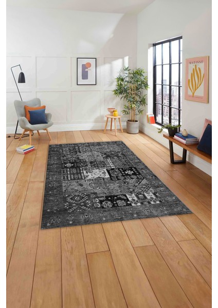 Baskılı Etnik Modern Desen Yıkanabilir Kaymaz Yolluk Mutfak Salon Halısı, Etnik-43-Gri, modelleri