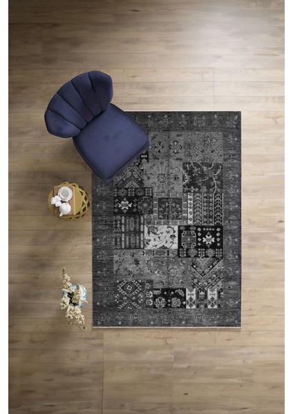 Baskılı Etnik Modern Desen Yıkanabilir Kaymaz Yolluk Mutfak Salon Halısı, Etnik-43-Gri, indirimleri