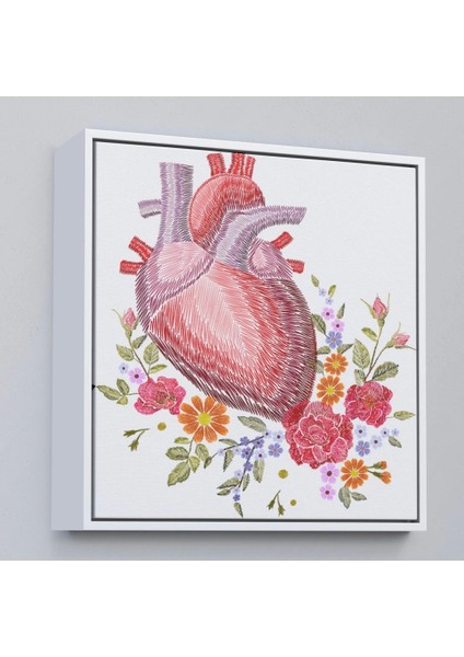- Çerçeveli Çiçekli Kalp Tablosu - Kalp Doktoru Hastanesi HEDIYESI-8304
