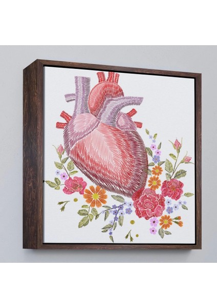 - Çerçeveli Çiçekli Kalp Tablosu - Kalp Doktoru Hastanesi HEDIYESI-8304
