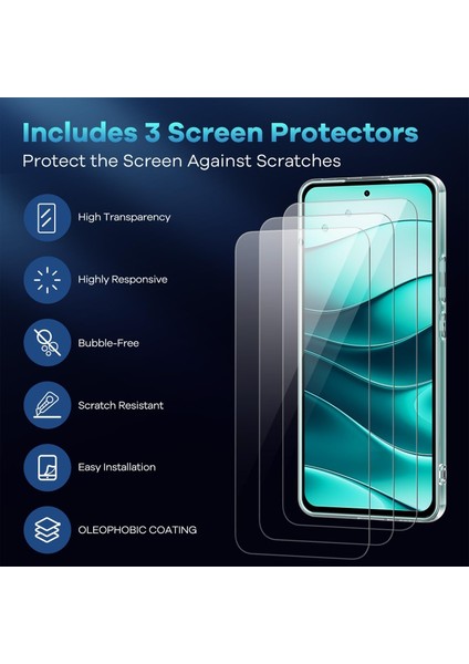 Xiaomi Redmi Note 14 Kılıf Kamera Çıkıntılı Korumalı Yumuşak Silikon + 9h Ekran Koruyucu Cam 2in1 Set