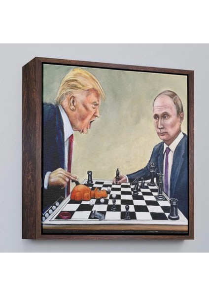 - Çerçeveli Donald Trump - Vladimir Putin Santranç Oynarken TABLOSU-8316 fiyatları