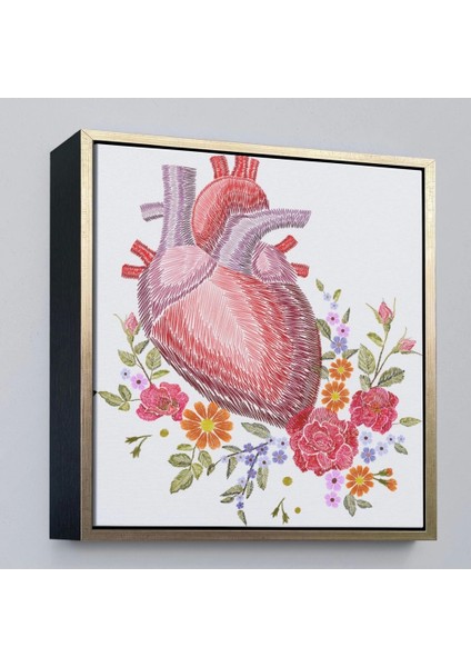 - Çerçeveli Çiçekli Kalp Tablosu - Kalp Doktoru Hastanesi HEDIYESI-8304