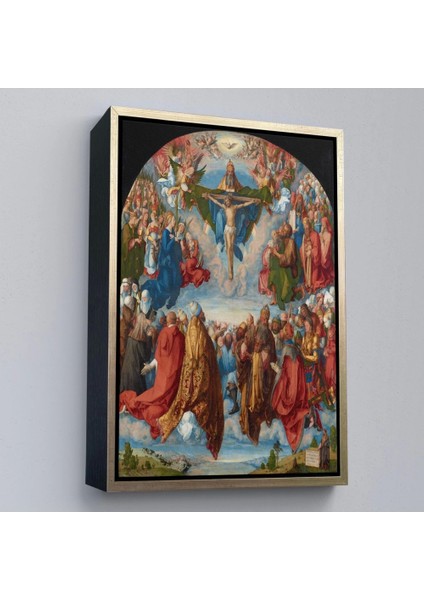 - Çerçeveli Albrecht Dürer - Üçlü Birliğin Hayranlığı Tablo - Adoration Of The TRINITY-8054