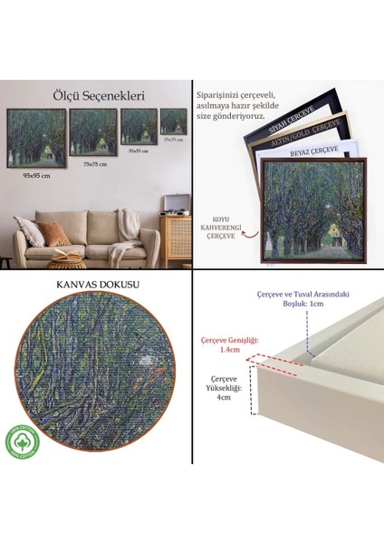 - Çerçeveli Allee At Schloss Kammer, Gustav Klimt TABLOSU-8342 indirimleri