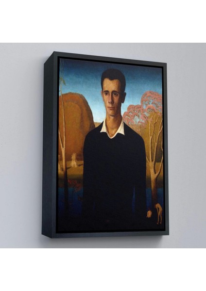 - Çerçeveli Grant Wood - Arnold Pyle Iki Zayıf Adamla Nehrin Önünde TABLOSU-8065
