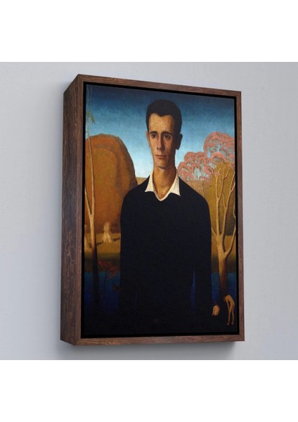 - Çerçeveli Grant Wood - Arnold Pyle Iki Zayıf Adamla Nehrin Önünde TABLOSU-8065