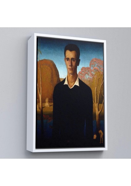- Çerçeveli Grant Wood - Arnold Pyle Iki Zayıf Adamla Nehrin Önünde TABLOSU-8065