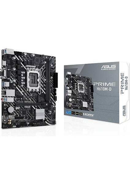 Asus Prıme H610M-D, 2xddr5, M.2, D-Sub, Hdmı, RS232 Port, 12-13.nesil, LGA1700 Soket, Anakart