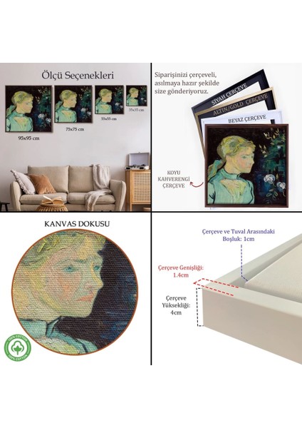 - Çerçeveli Vincent Van Gogh - Adeline Ravoux TABLO-8361 indirimleri