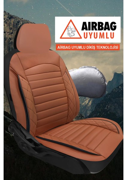 Mini Cooper Clubman 1.5 136 Turkiye Paketi 2017 Uyumlu Deri Kokma Terletme Yapmaz Tam Set Oto Koltuk Kılıfı Taba