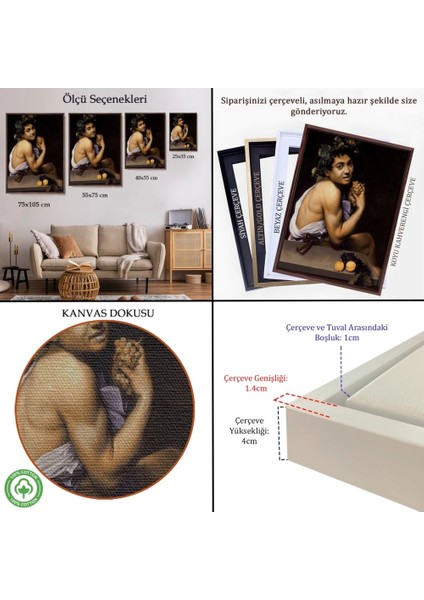 - Çerçeveli Genç Hasta Bacchus - Caravaggio TABLO-7665 indirimleri