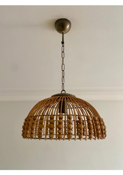 Rattan, Bambu, Hasır Sarkıt Avize Çap: 35 cm