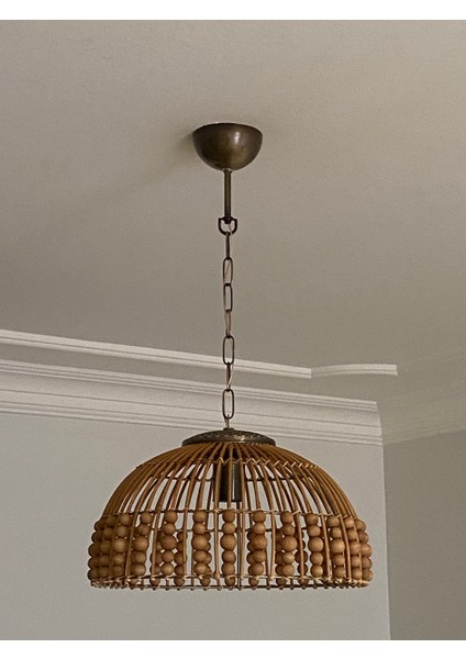 Rattan, Bambu, Hasır Sarkıt Avize Çap: 35 cm