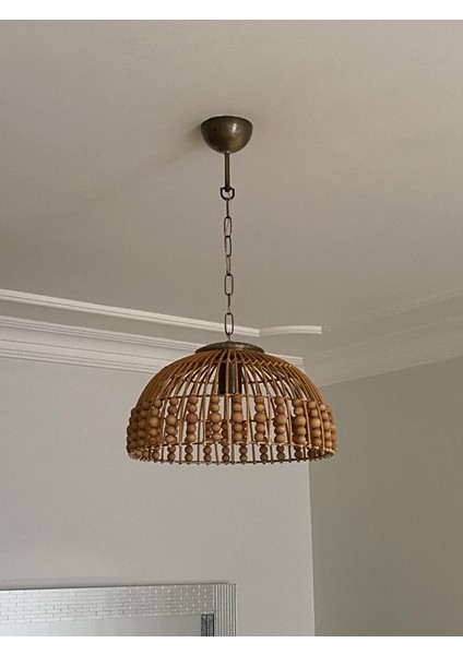Rattan, Bambu, Hasır Sarkıt Avize Çap: 35 cm