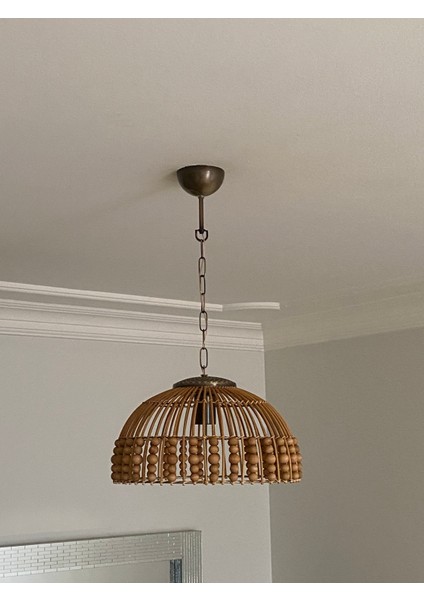 Rattan, Bambu, Hasır Sarkıt Avize Çap: 35 cm