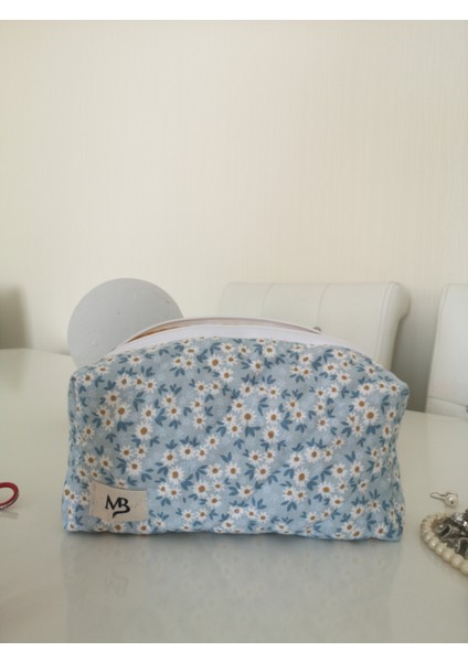 Mavi Papatya Desenli Makyaj, Seyahat Çantası -Büyükboy fiyatları