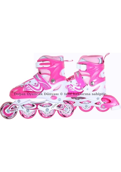 Işıklı Metal Gövdeli Ayarlanabilir Pembe Alıştırma Pateni