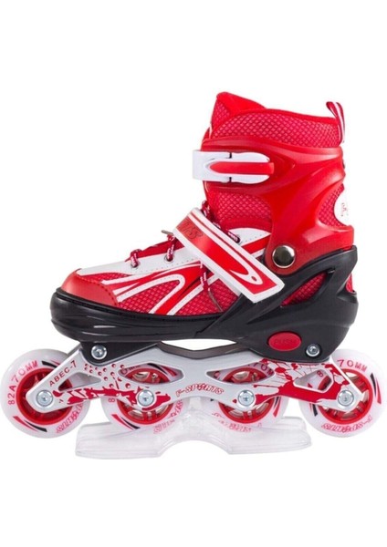 Pembe Ayarlanılabilir 2+2 Işıklı Metal Alıştırma Pateni Çanta Hediyeli Işıklı Paten