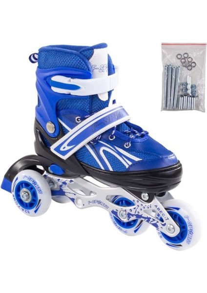 Mavi Ayarlanabilir 2+2 Işıklı Metal Alıştırma Pateni Large fırsatları