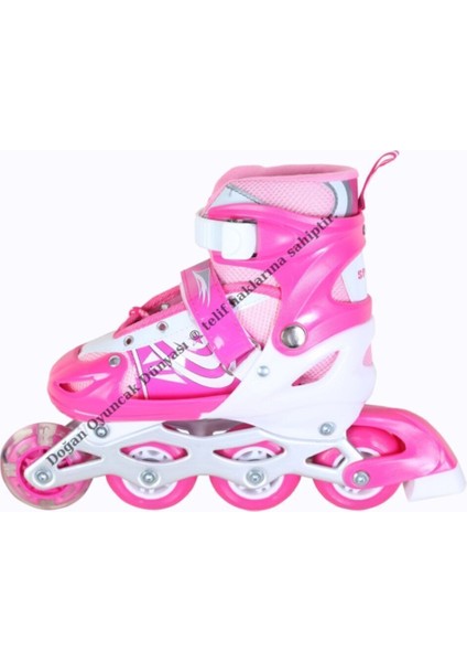 Işıklı Metal Gövdeli Ayarlanabilir Pembe Alıştırma Pateni modelleri