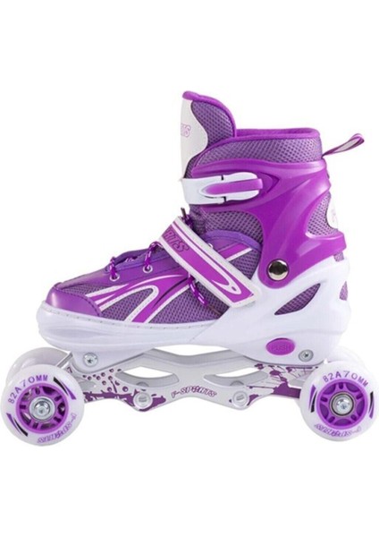 Mor Ayarlanılabilir 2+2 Işıklı Metal Alıştırma Pateni Çanta Hediyeli fiyatları