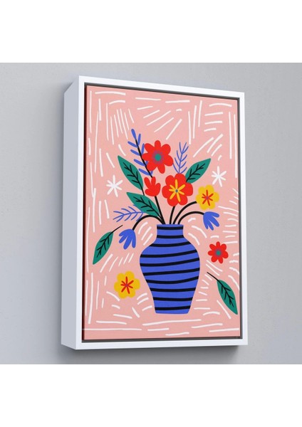 - Çerçeveli Minimalist Çiçek Mavi Vazoda Renkli Buket TABLOSU-7662 fırsatları