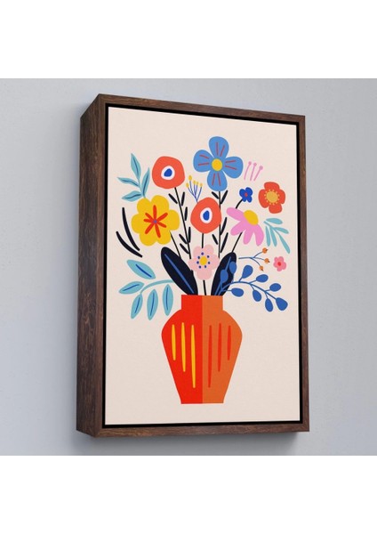 - Çerçeveli Minimalist Çiçek Mavi Vazoda Renkli Buket TABLOSU-7668 fiyatları