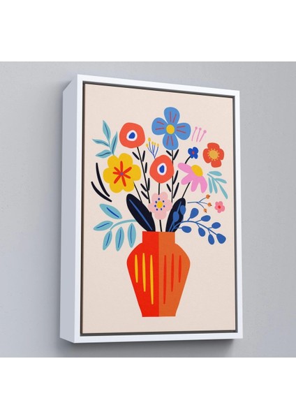 - Çerçeveli Minimalist Çiçek Mavi Vazoda Renkli Buket TABLOSU-7668 fırsatları