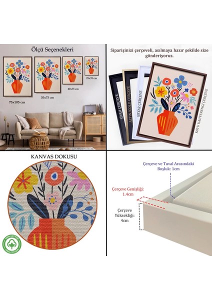 - Çerçeveli Minimalist Çiçek Mavi Vazoda Renkli Buket TABLOSU-7668 indirimleri