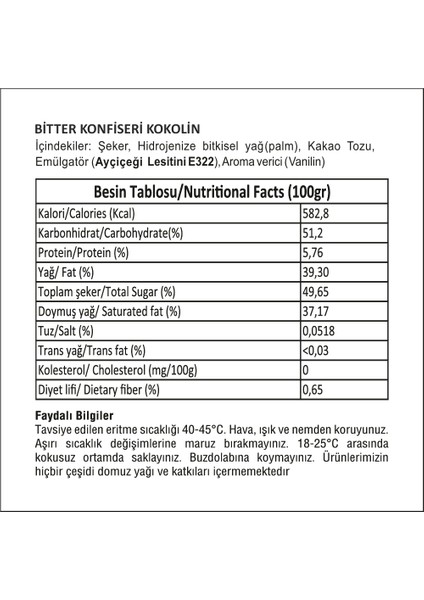 Bitter Konfiseri Çikolata Kokolin 2.5 KG