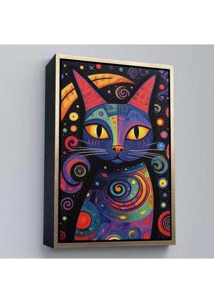 - Çerçeveli Pablo Picasso Tarzı - Soyut Renkli Kedi TABLO-7542