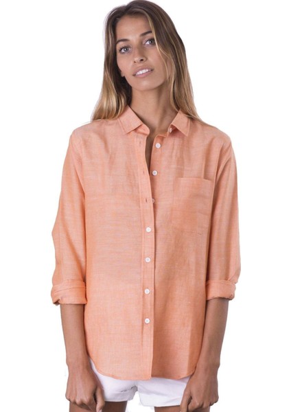 Kadın Gömlek Relax Fit Pamuk Keten (Turuncu) fiyatları