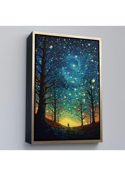 - Çerçeveli Vincent Van Gogh Tarzı Yıldızlı Gece TABLOSU-7533