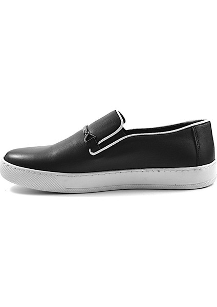 7Y6572-4366 Deri Mavi & Siyah Casual Erkek Ayakkabı