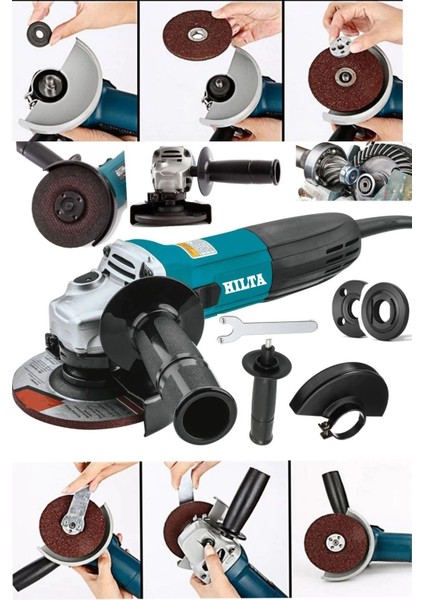 Alman 8500 W Bakır Sargılı 115-125 mm Devir Ayarlı Spiral Avuç Içi Kesme ve Taşlama Makinası