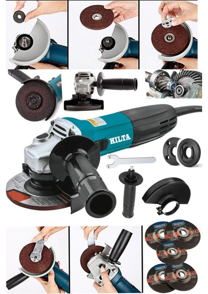 Alman 8500 W Bakır Sargılı 115-125 mm Devir Ayarlı Spiral Avuç Içi Kesme ve Taşlama Makinası